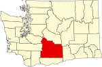 Map of Washington highlighting Yakima County